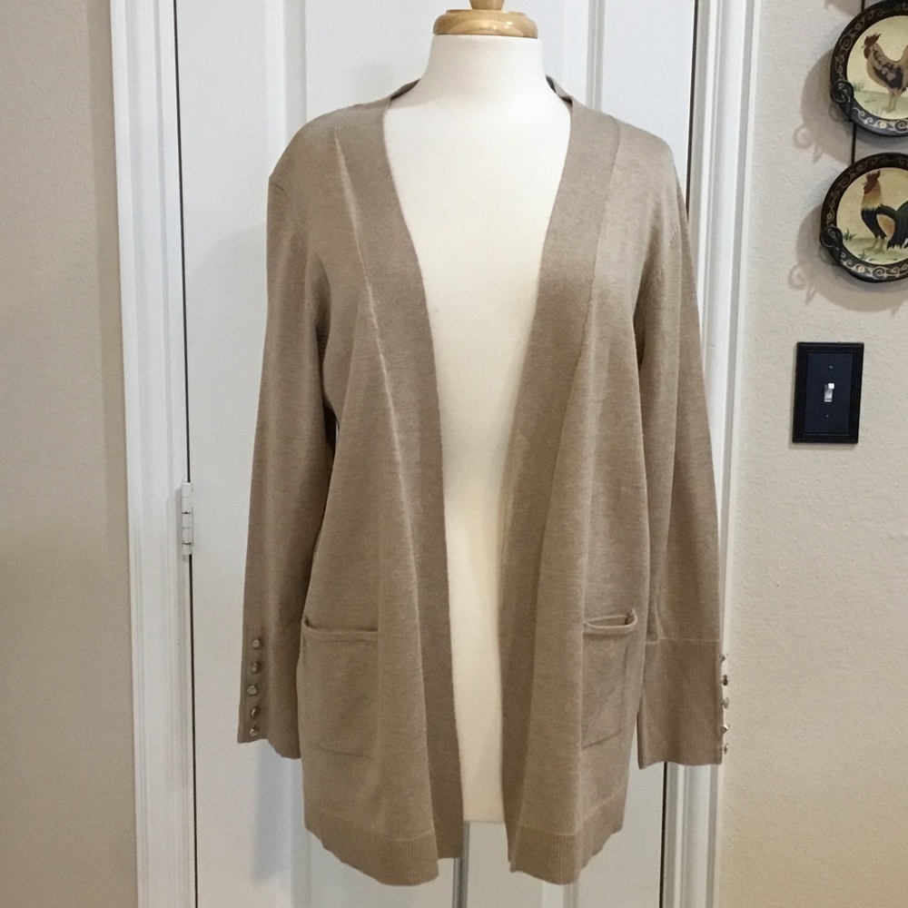 XL Open Front Camel Cardigan